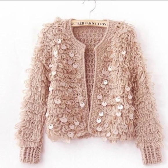 Light pink very warm sequined knit jacket - Picture 8 of 8